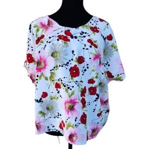 Handmade Off-White Floral Blouse + Skirt Set • Approx XXL • Coordinated Set